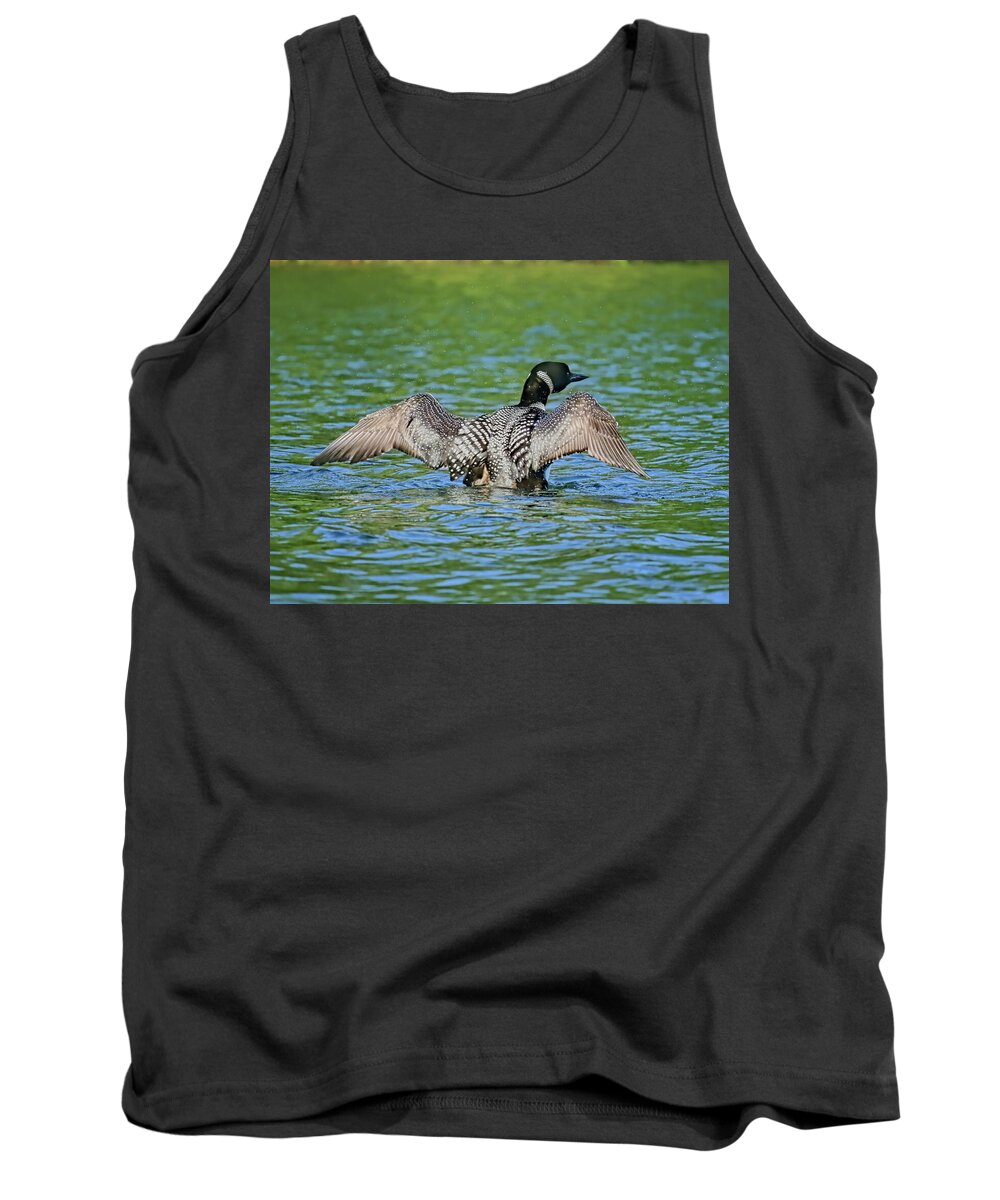 Bird Tank Top featuring the photograph Loon Shaking by Dale Kauzlaric