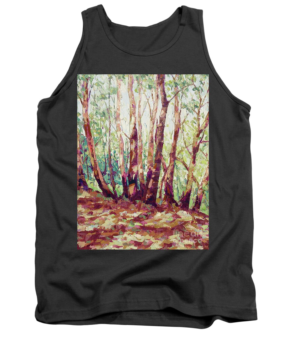 Madrone Tank Top featuring the painting Madrone Grove by PJ Kirk