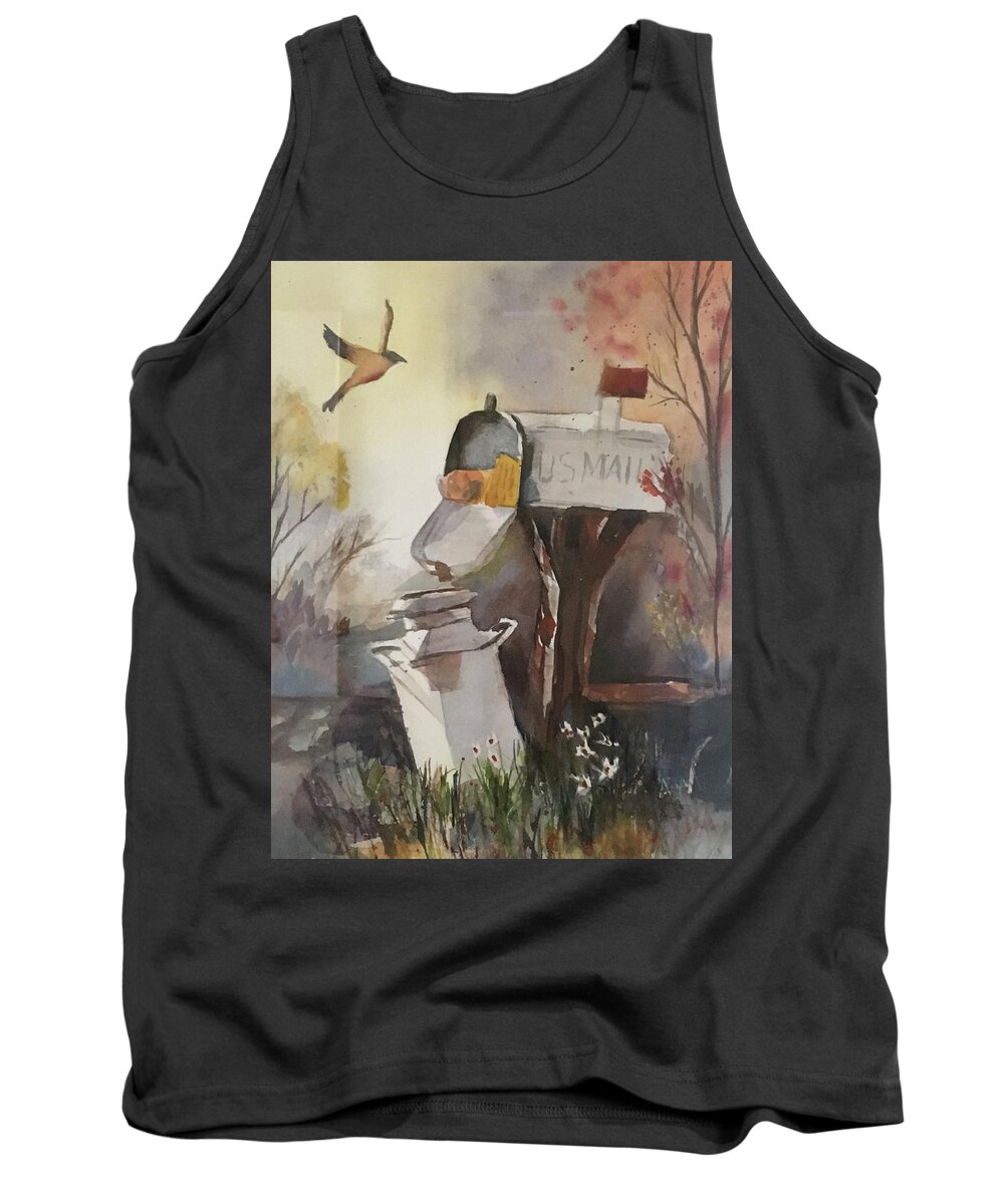 Mailbox Tank Top featuring the painting Mails here by Bonnie Peacher