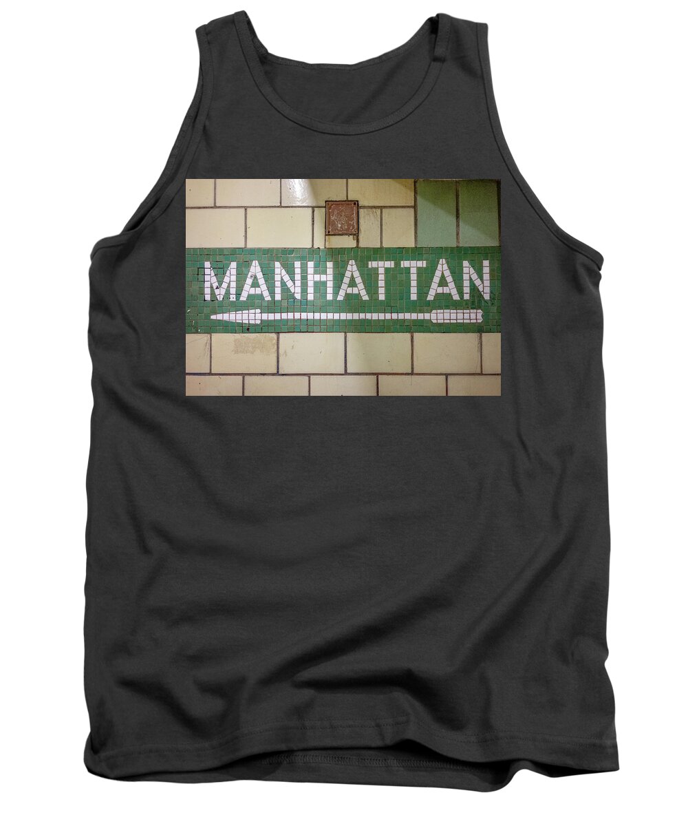 Subway Tank Top featuring the photograph Manhattan subway sign by Al Hurley