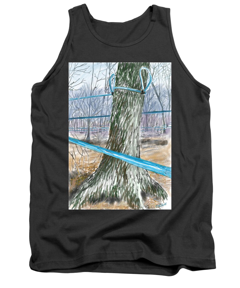 Sugarbush Tank Top featuring the drawing Maple Syrup lines by Tilly Strauss
