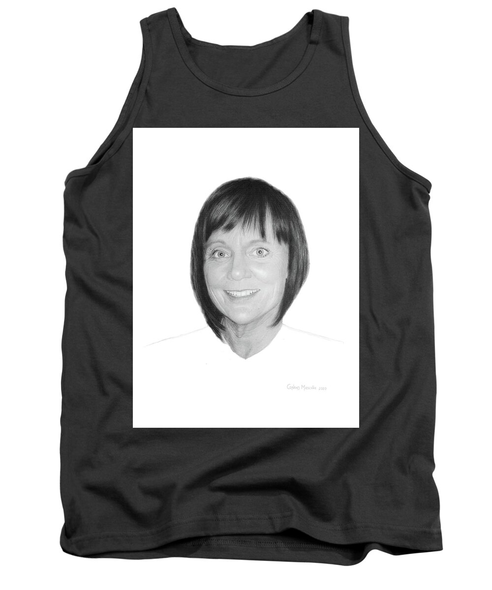 Portrait Tank Top featuring the drawing Marie by Conrad Mieschke