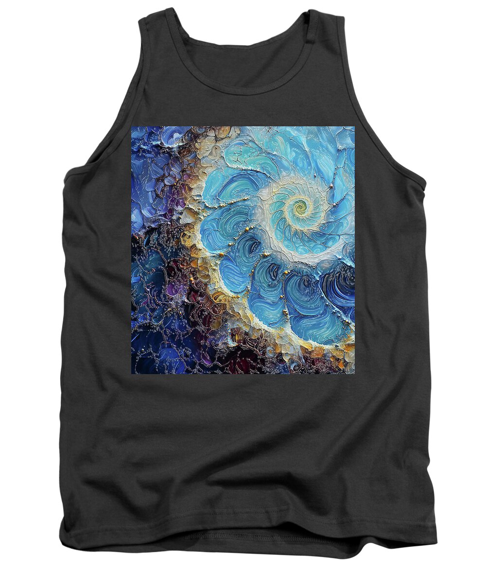 Mathematical Nautilus Tank Top featuring the digital art Mathematical Nautilus in the Abyss of Fractal Illusions by OLena Art by Lena Owens - Vibrant DESIGN