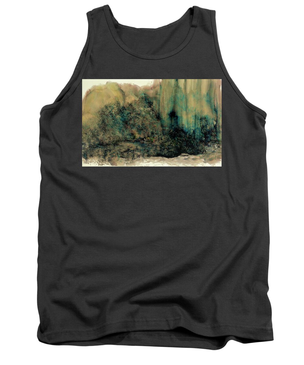 Pond Tank Top featuring the painting Meet me at the fishin' hole by Angela Marinari