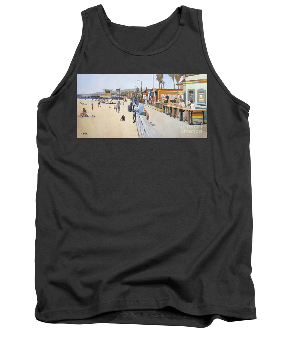 Pacific Beach Tank Top featuring the painting Memorial Day - Pacific Beach, San Diego, California by Paul Strahm