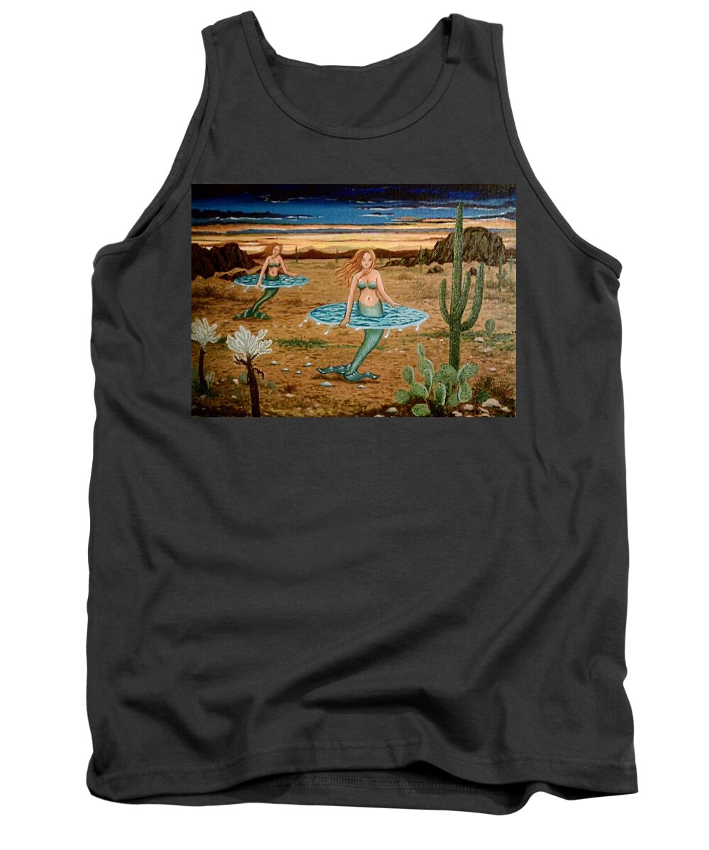 Mermaids Tank Top featuring the painting Mermaids traveling by James RODERICK
