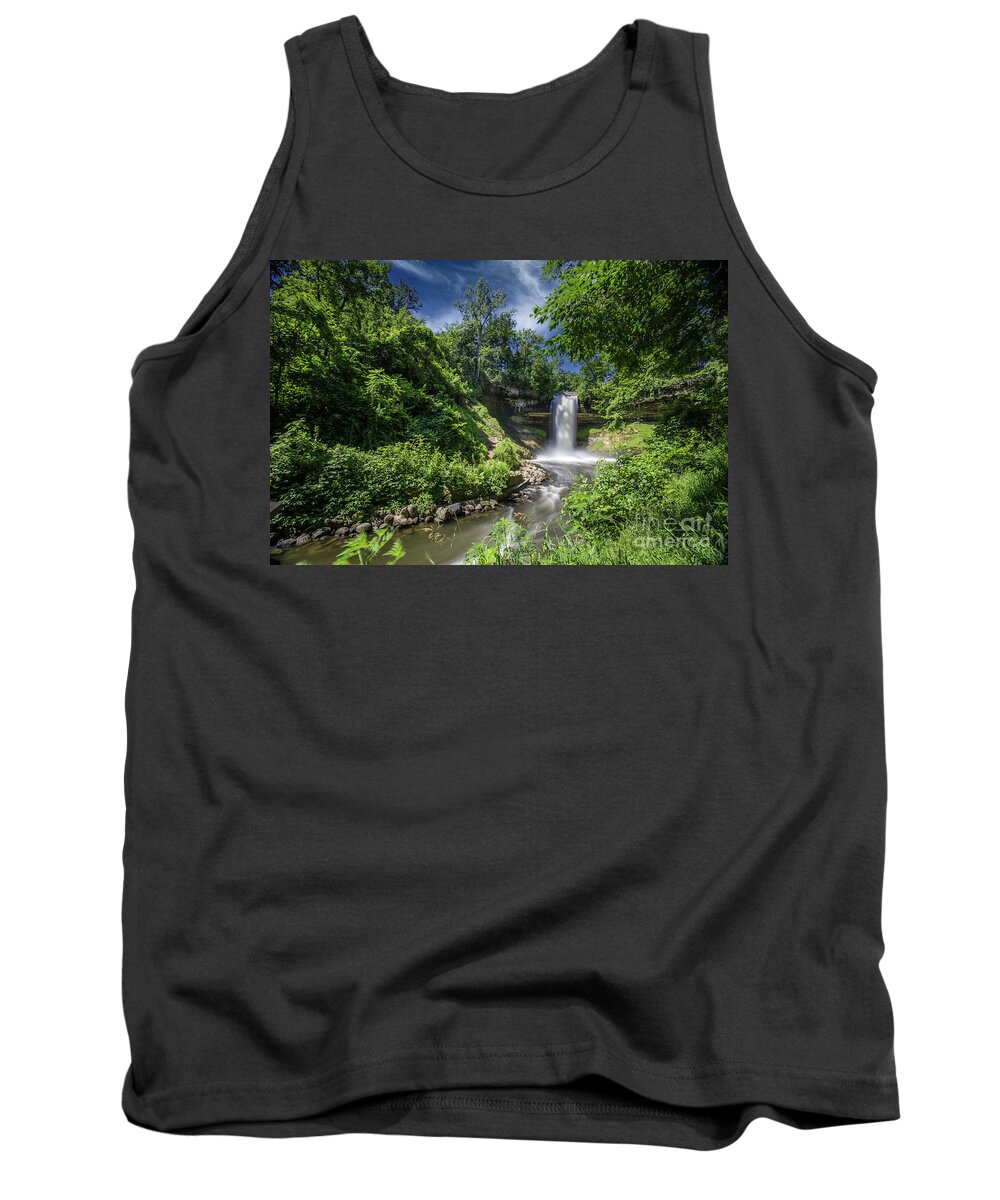 Minnesota Tank Top featuring the photograph Minnehaha Falls in Green by Habashy Photography