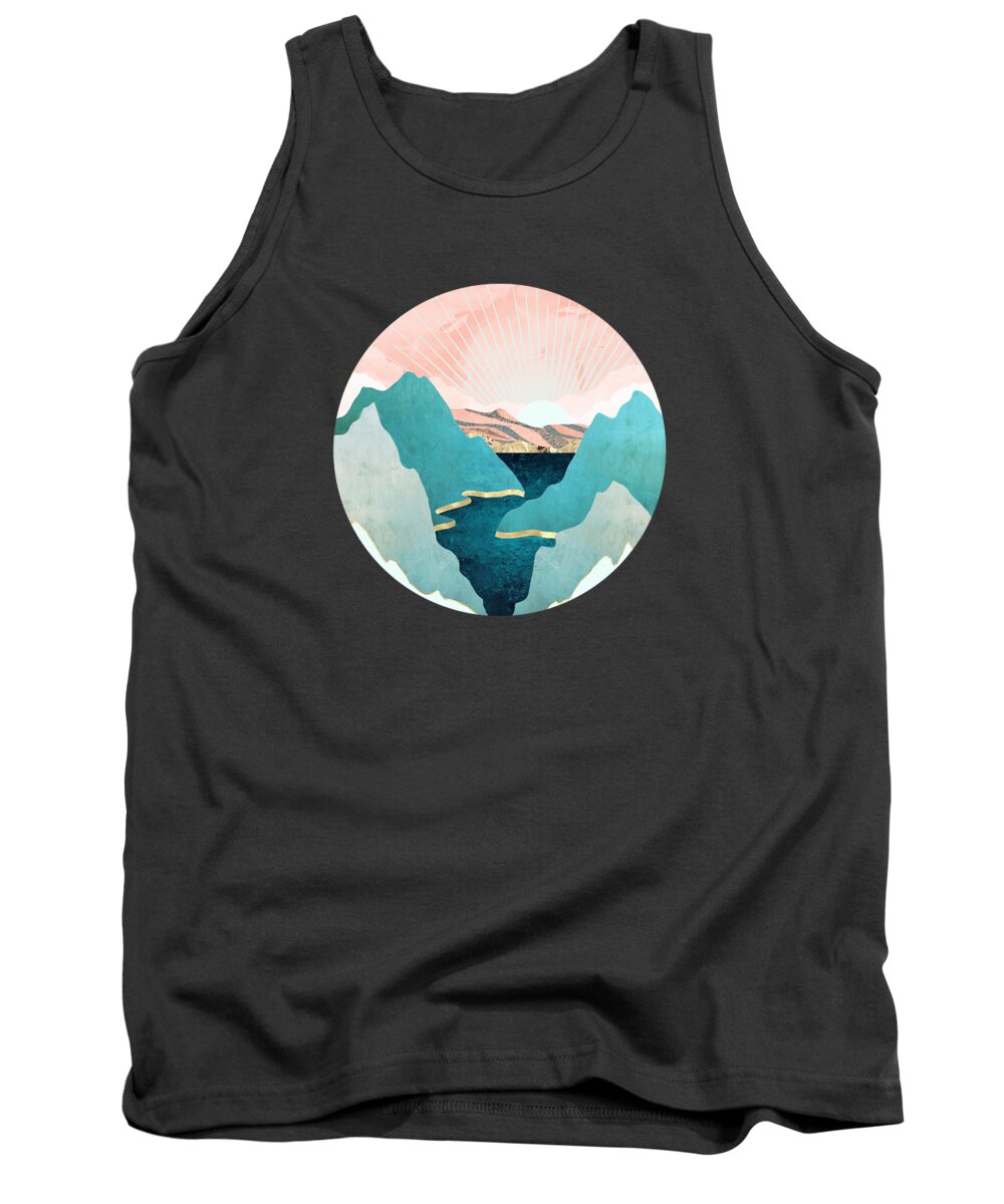 Mint Tank Top featuring the digital art Mint Mountains by Spacefrog Designs