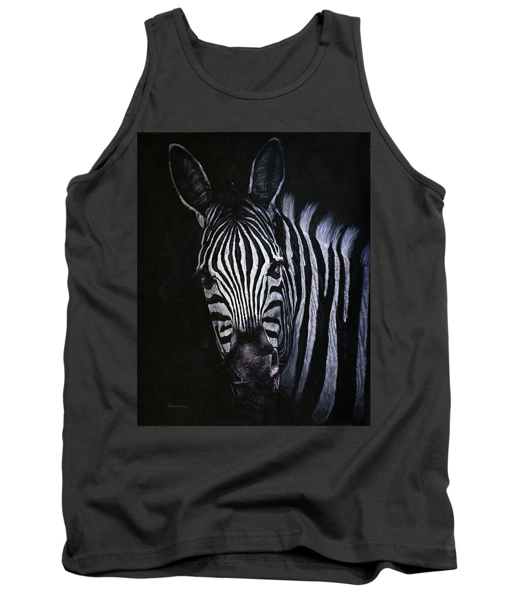 African Wildlife Tank Top featuring the painting Mischievious by Ronnie Moyo