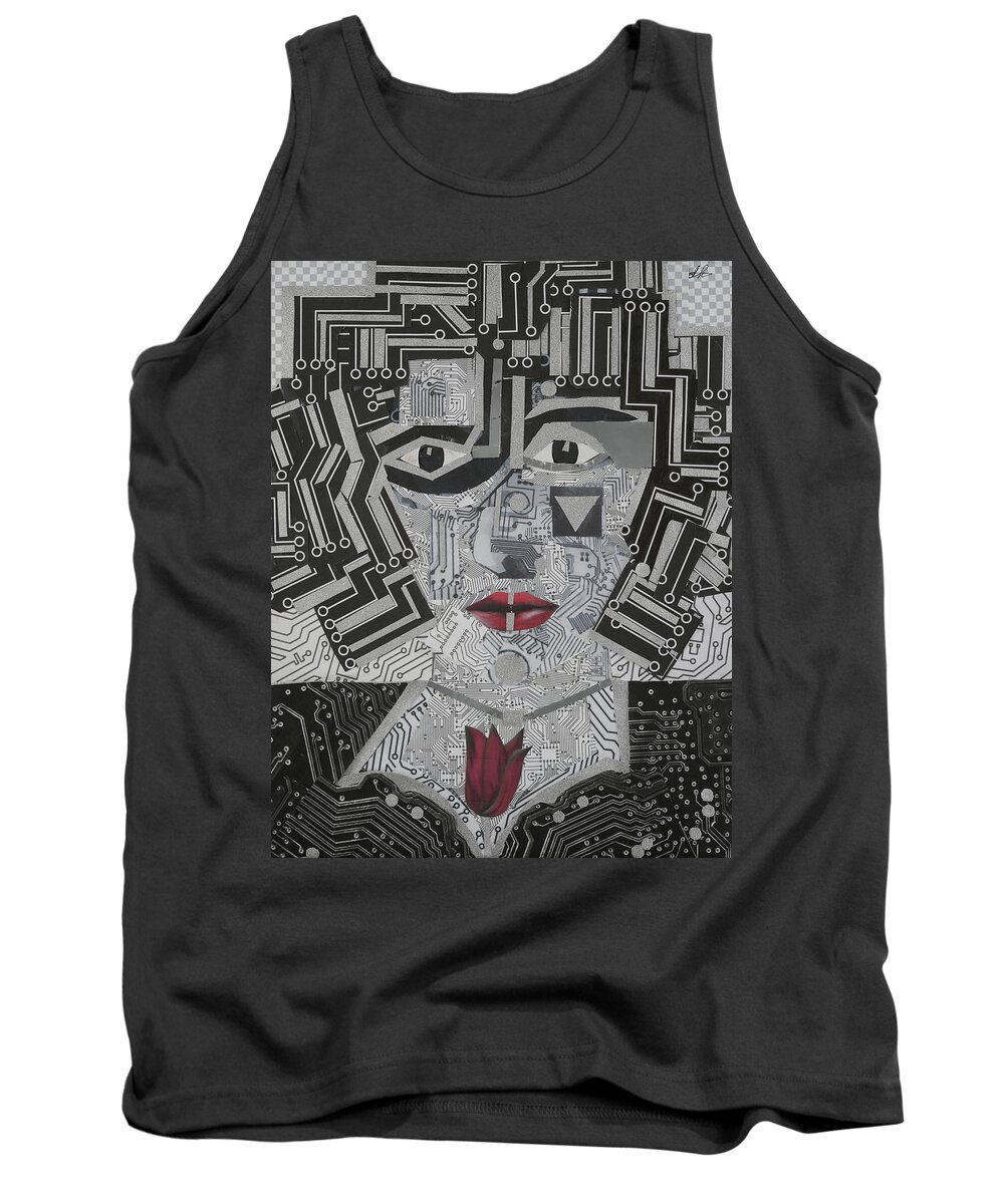 Mona Lisa Variations Tank Top featuring the mixed media Mona Lisa Variations #12 by Diane Holland SF Int'l Art