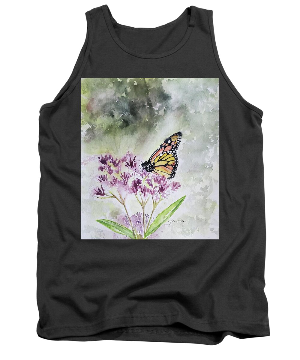 Monarch Tank Top featuring the painting Monarch on Purple by Claudette Carlton