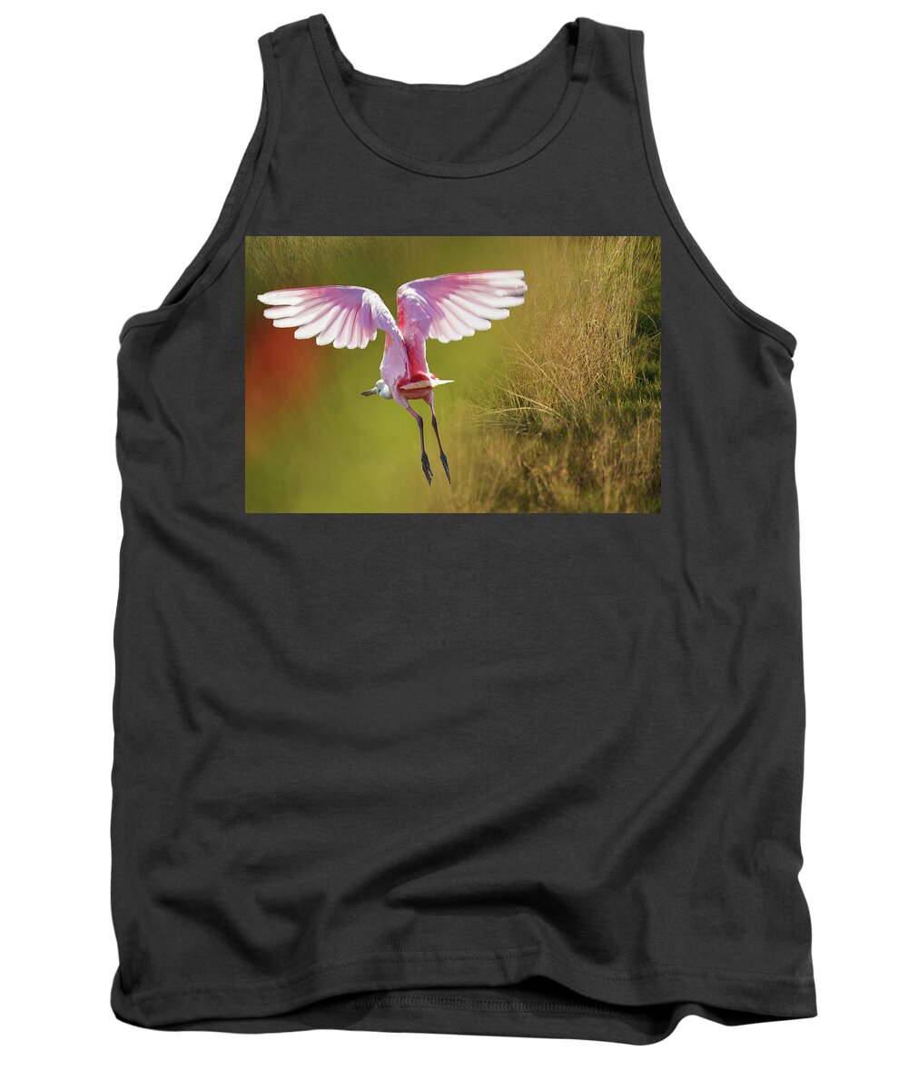 Spoonbill Tank Top featuring the photograph Morning Flight by Norman Peay