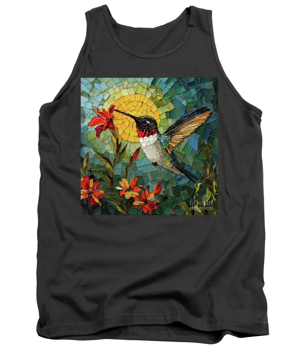 Hummingbird Tank Top featuring the painting Mosaic Ruby by Tina LeCour