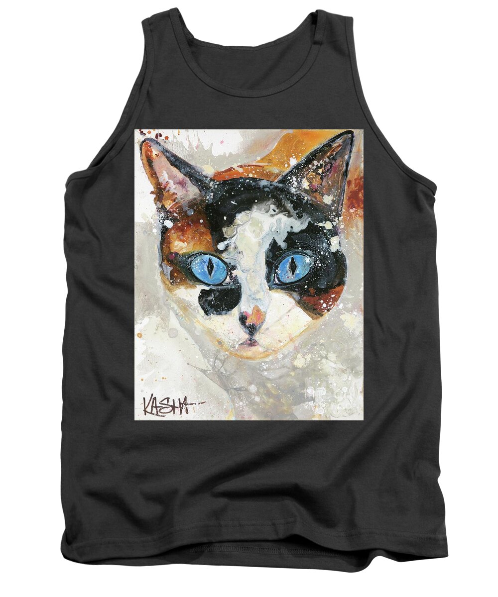 Tabby Cat Tank Top featuring the painting Moses by Kasha Ritter