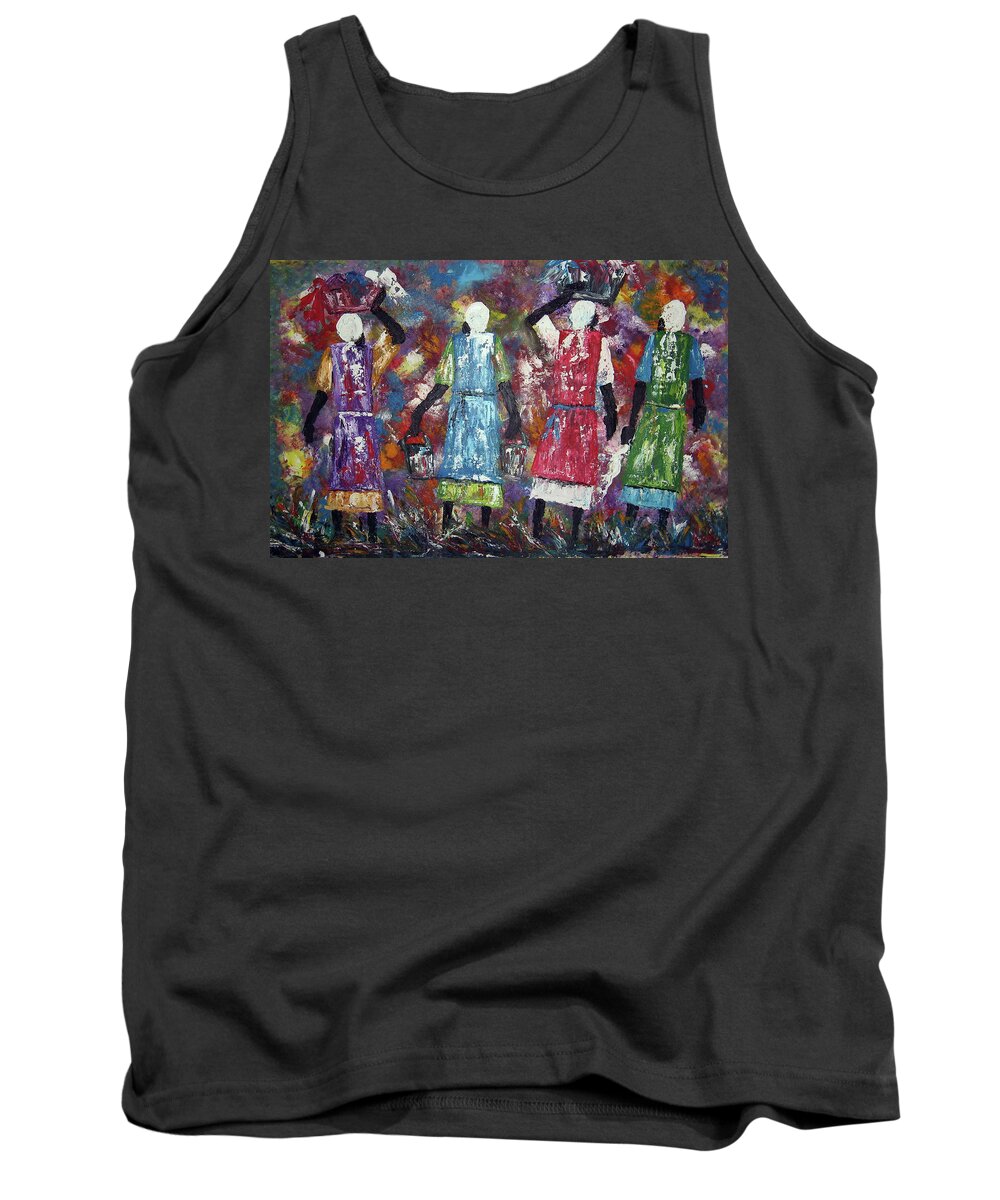  Tank Top featuring the painting Mothers Come Home by Peter Sibeko