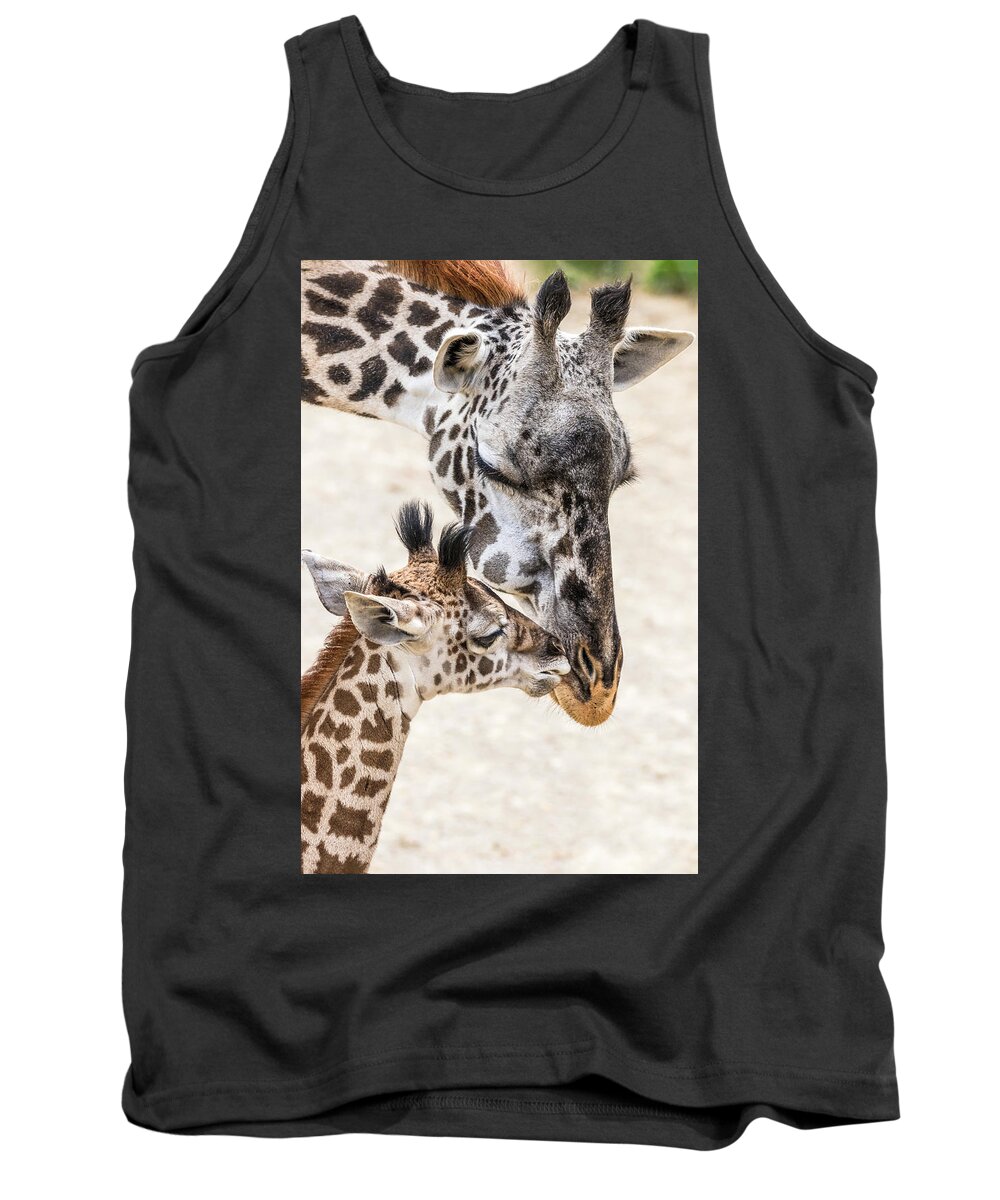 Giraffe Tank Top featuring the photograph Mother's Love by Jim Miller