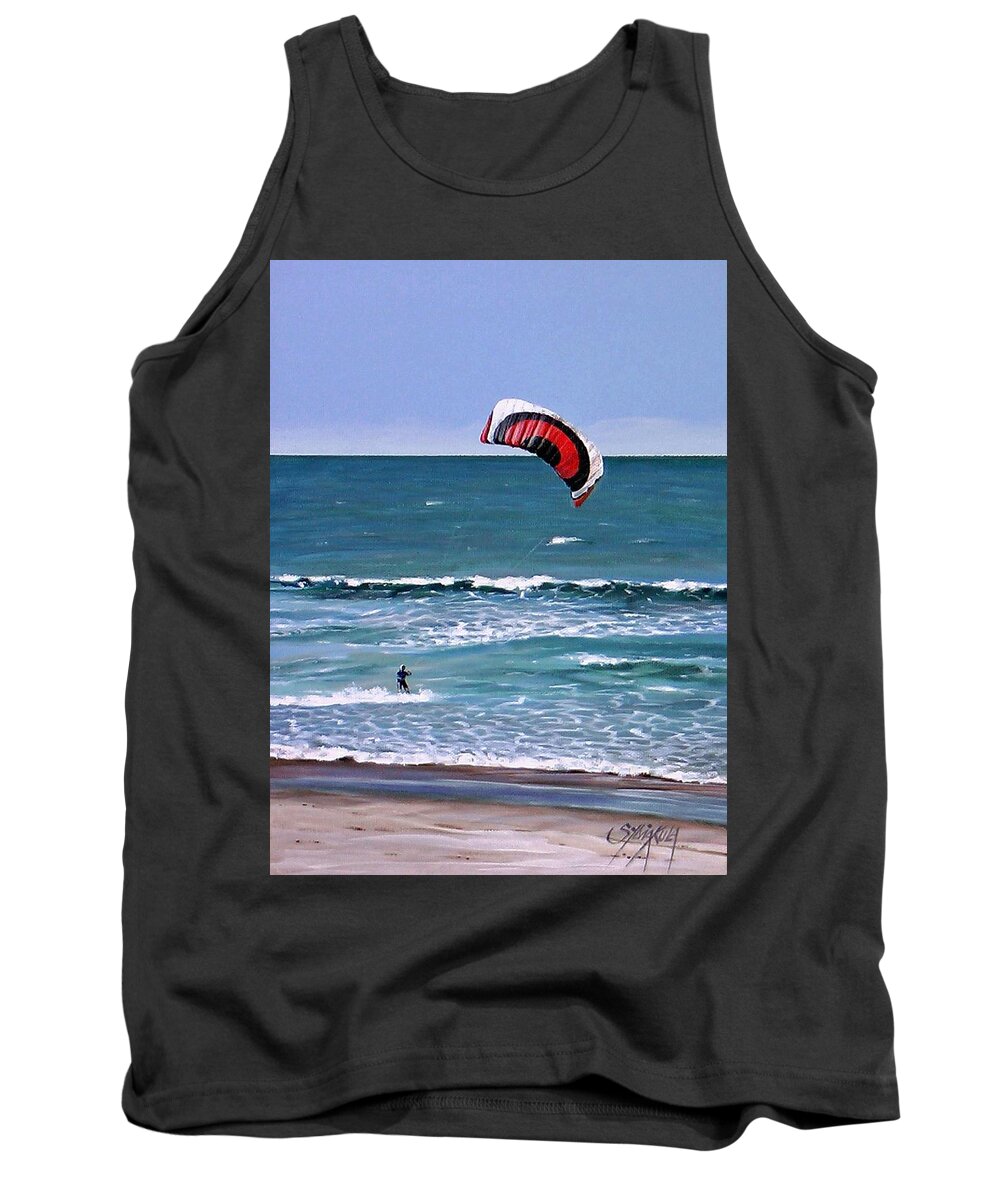 Beach Tank Top featuring the painting Mount Maunganui 160308 by Sylvia Kula