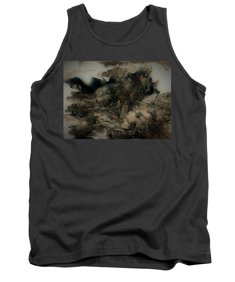 Mountain Tank Top featuring the painting Mountain Dawn by Angela Marinari