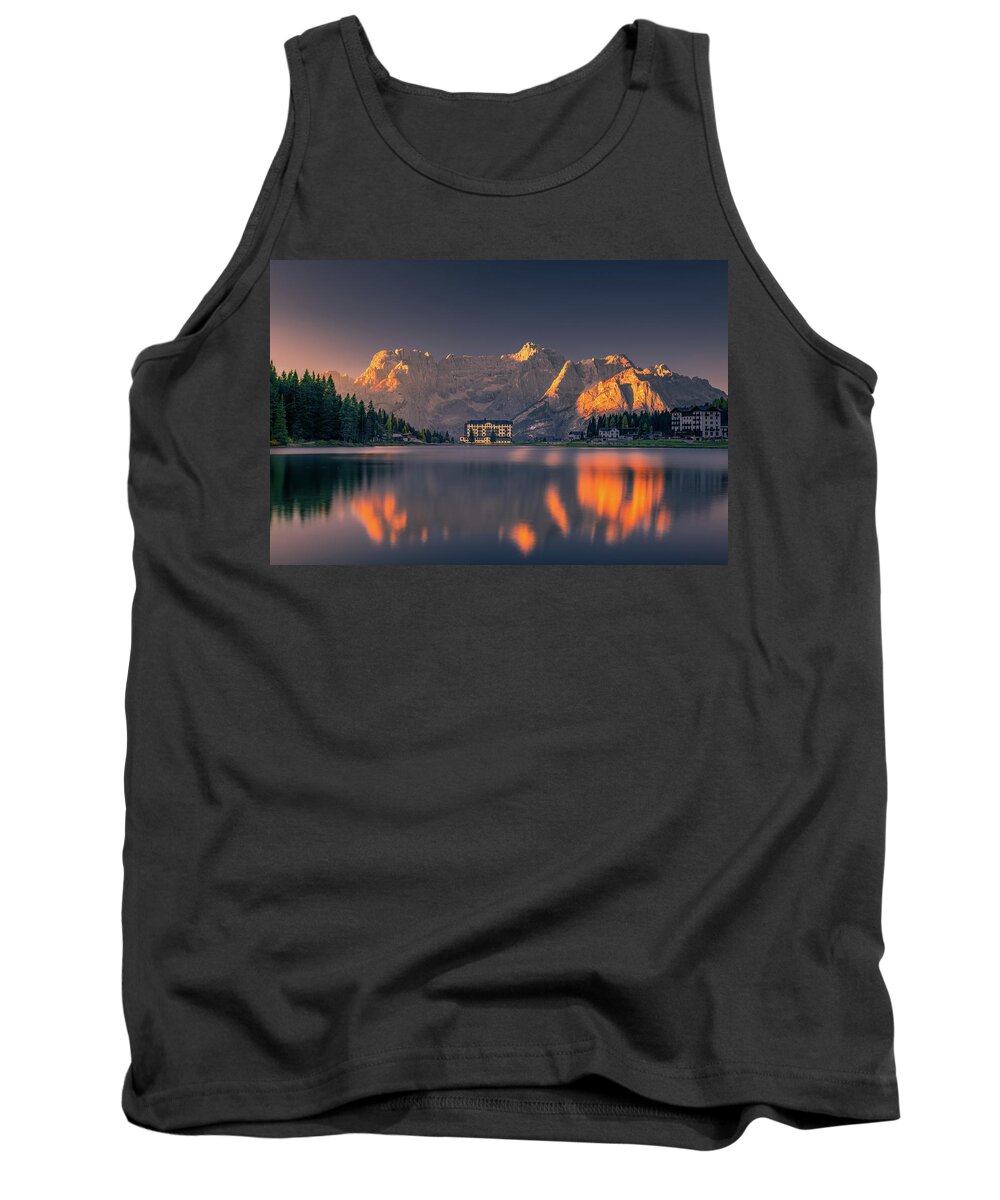 Morning Tank Top featuring the photograph Mountain Reflections #2 by Henry w Liu