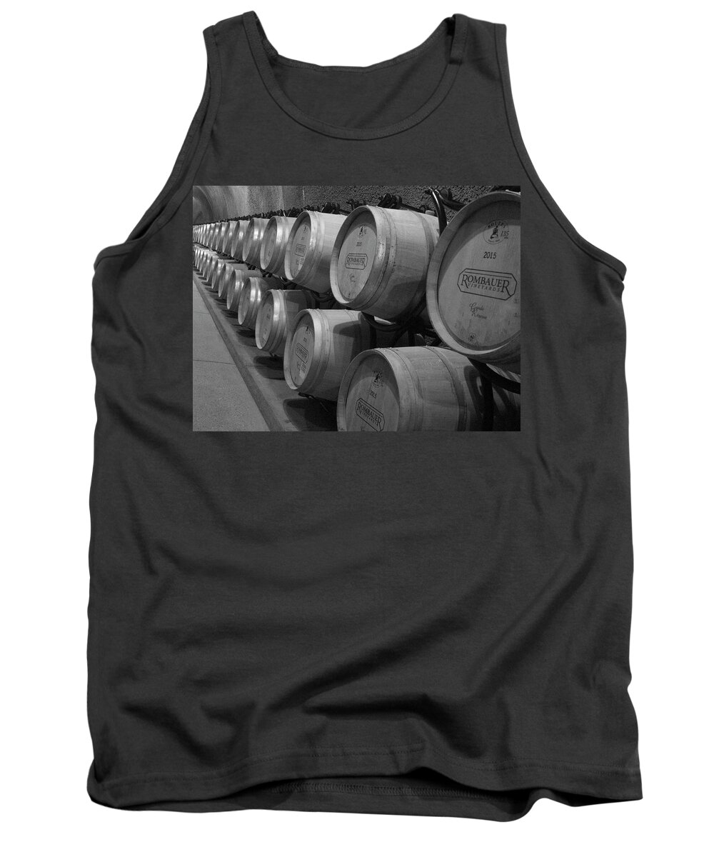 Wine Tank Top featuring the photograph Napa Wine Barrels in Cellar by Shane Kelly