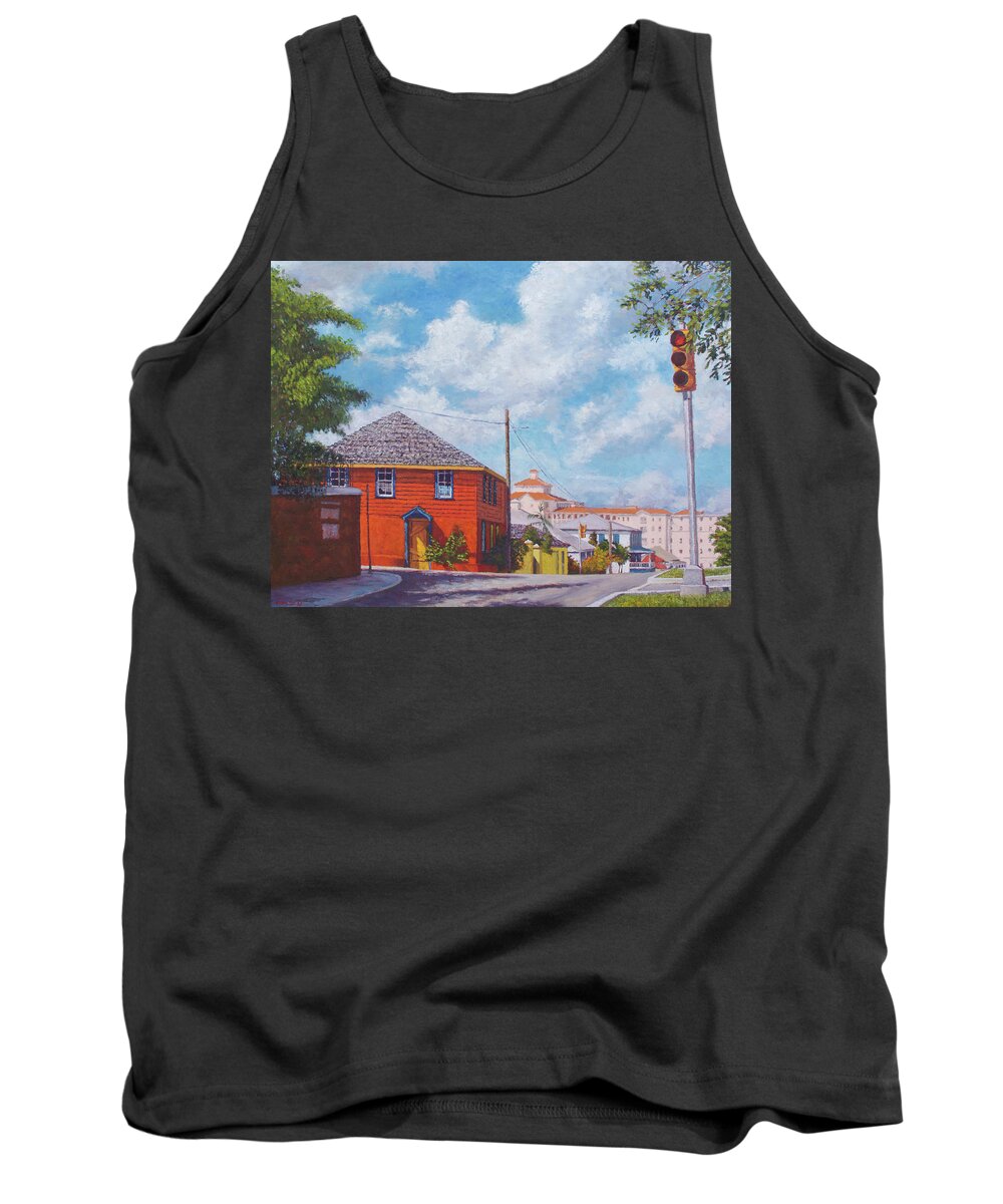 Nassau Tank Top featuring the painting Nassau Lockdown by Ritchie Eyma