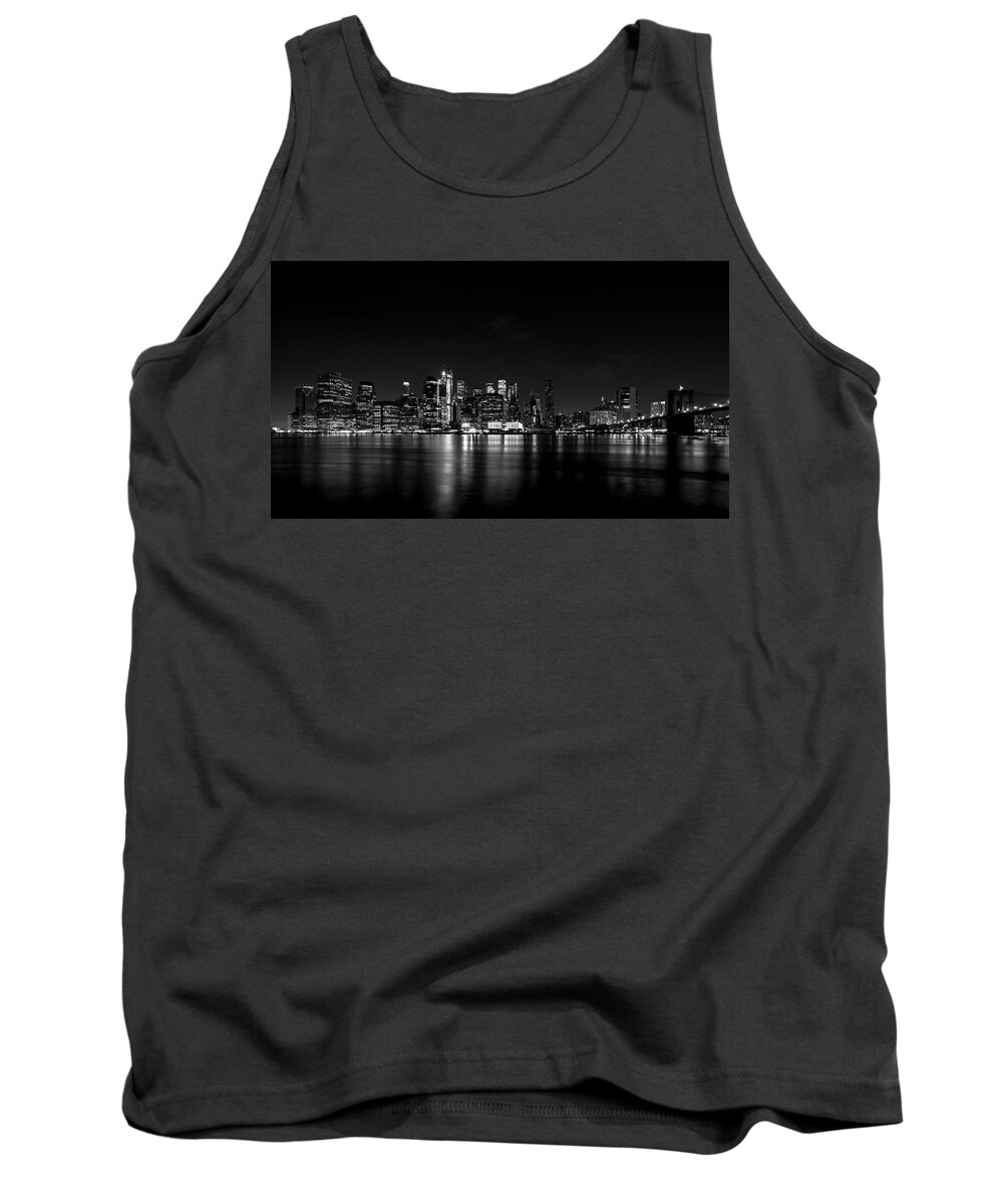 Black And White Tank Top featuring the photograph New York Nighttide by Marlo Horne