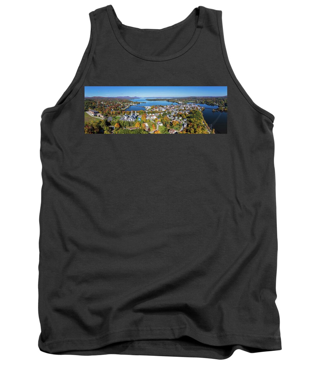 Fall Foliage 2021 Tank Top featuring the photograph Newport, VT With Lake Memphremagog Panorama by John Rowe