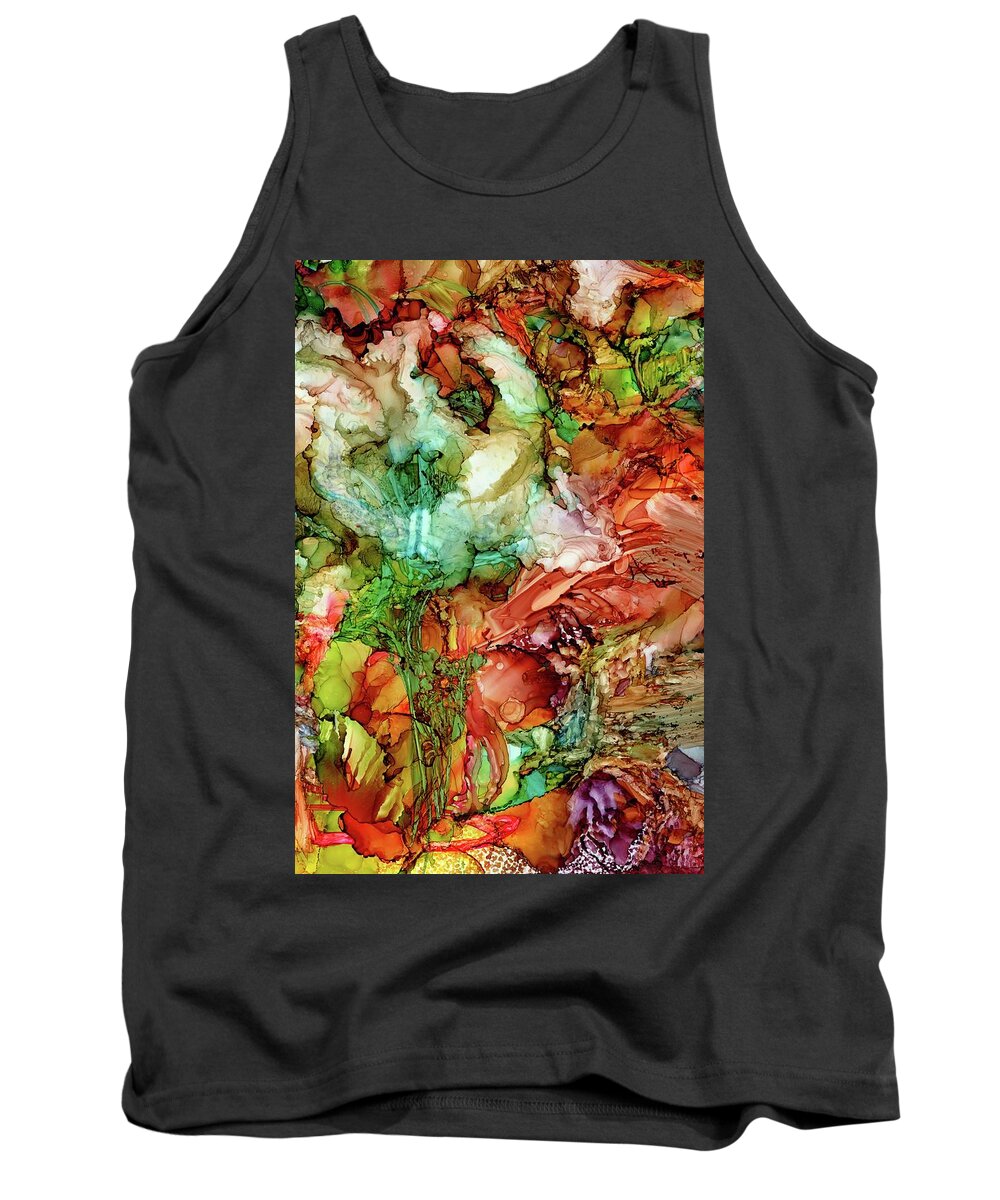 Flow Tank Top featuring the painting Next Stop...Paradise by Angela Marinari