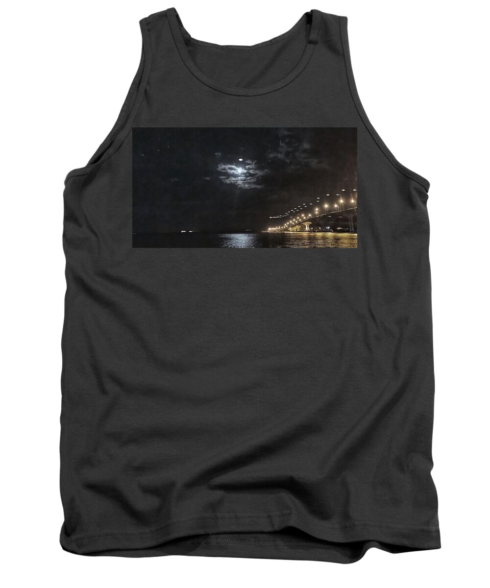 Landscape Tank Top featuring the photograph Night at the Causeway by Vicki Lewis