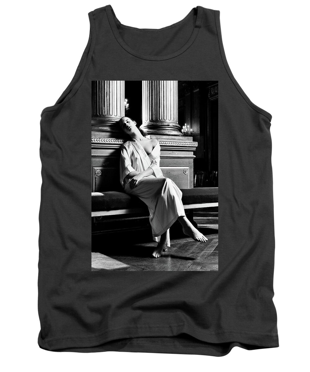 Night Robe Tank Top featuring the photograph Night Robe French Vogue 1988 by Steve Ladner