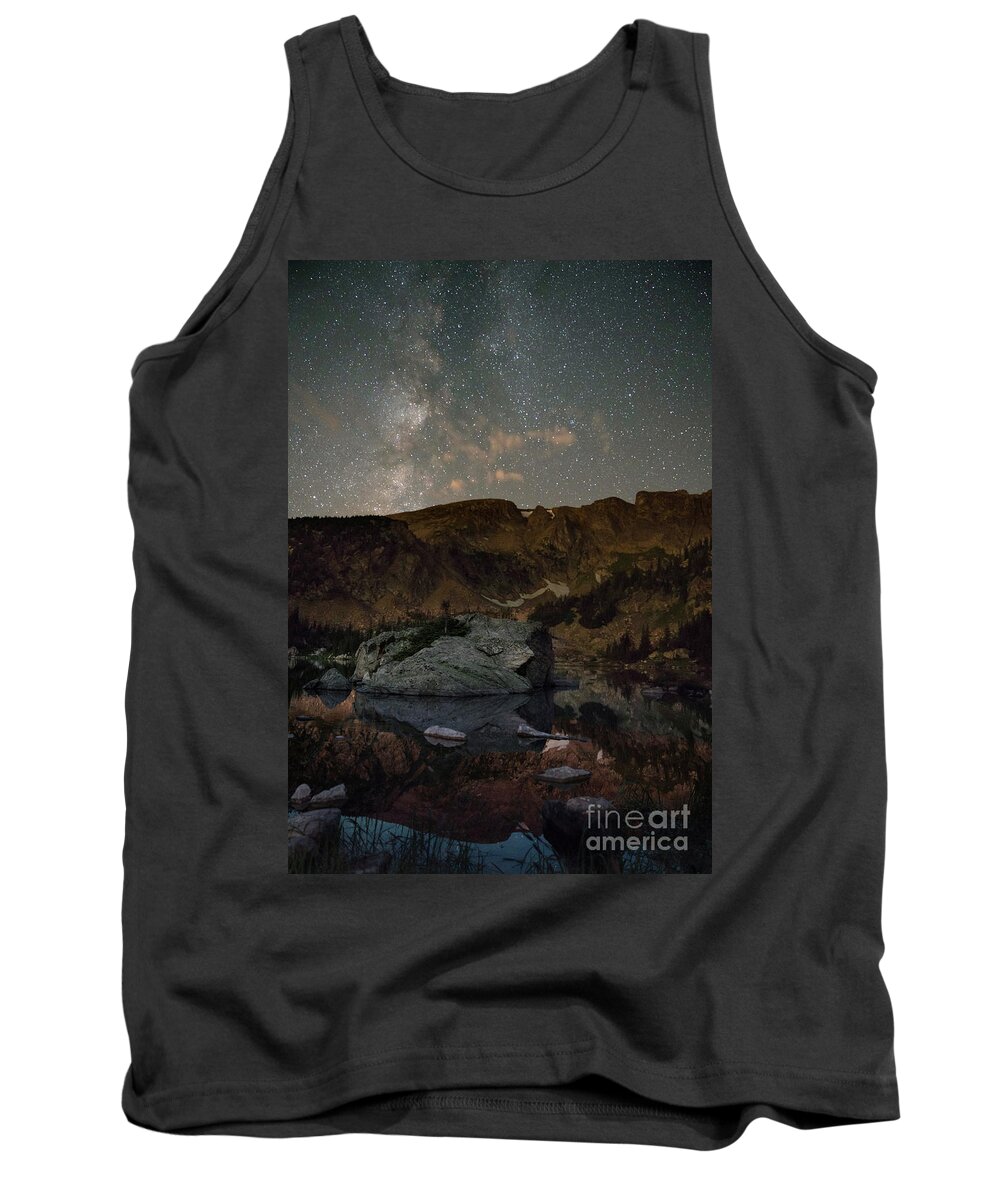 Indian Peaks Wilderness Tank Top featuring the photograph Night sky over Forest Lake, Colorado by Keith Kapple