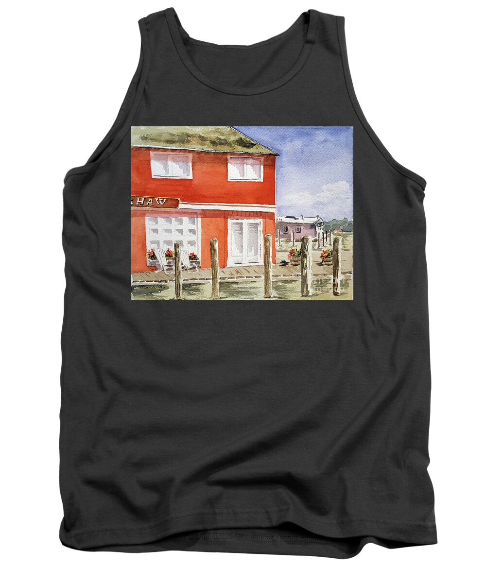 Scrimshaw Tank Top featuring the painting NOFO Scrimshaw Greenport by Eileen Kelly