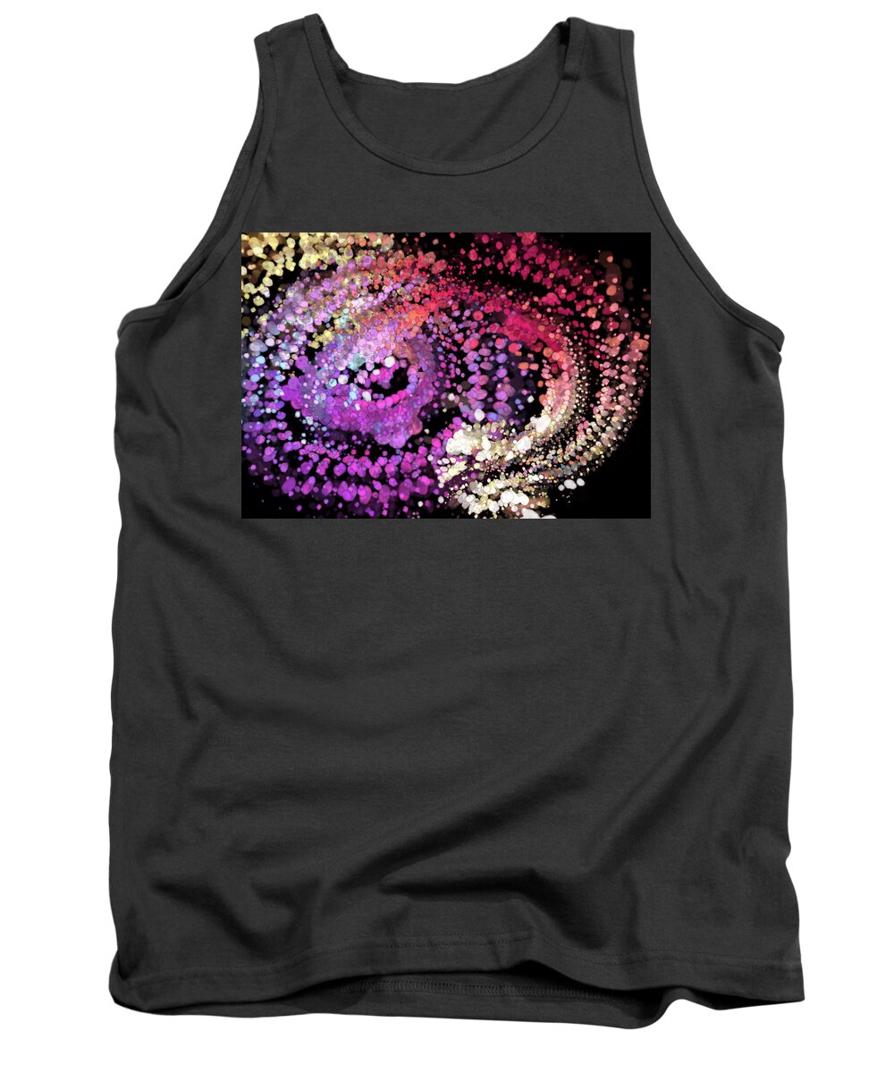 Abstract Octopus Black Background Lavender Gold Tan White Pink Tank Top featuring the digital art Octopus With One Leg by Kathleen Boyles