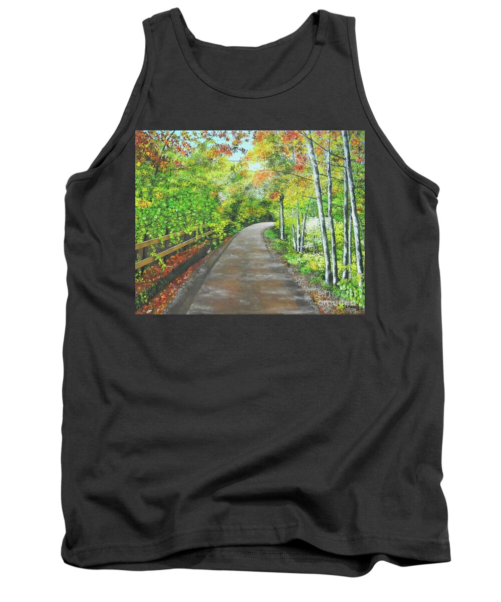 Tropical Landscape Tank Top featuring the painting Off The Beaten Path by Kenneth Harris