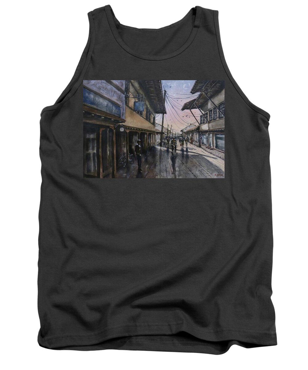 Painting Tank Top featuring the painting Old Bazaar by Geni Gorani