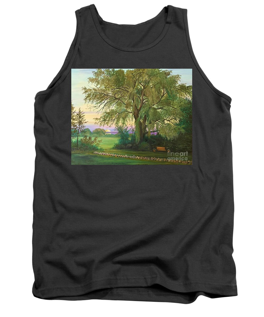 Print Tank Top featuring the painting Old Willow by Margaryta Yermolayeva