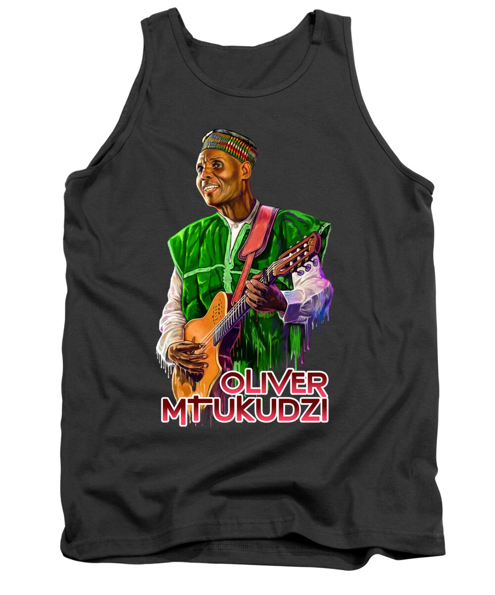 Oliver Tank Top featuring the painting Oliver Mtukudzi by Anthony Mwangi