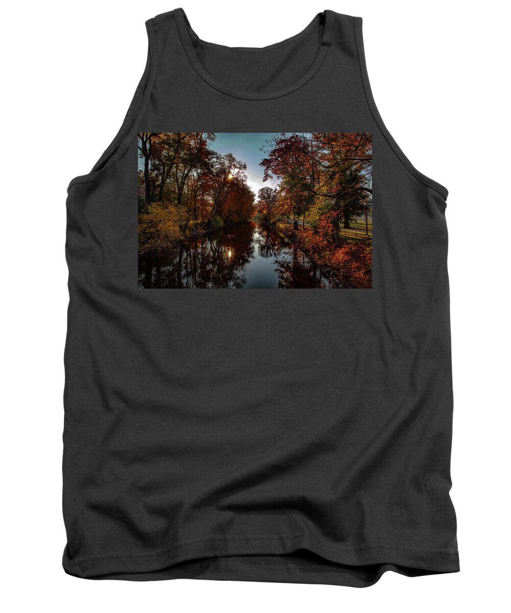 Michigan State University Tank Top featuring the photograph On the banks of the Red Cedar in the fall by Eldon McGraw