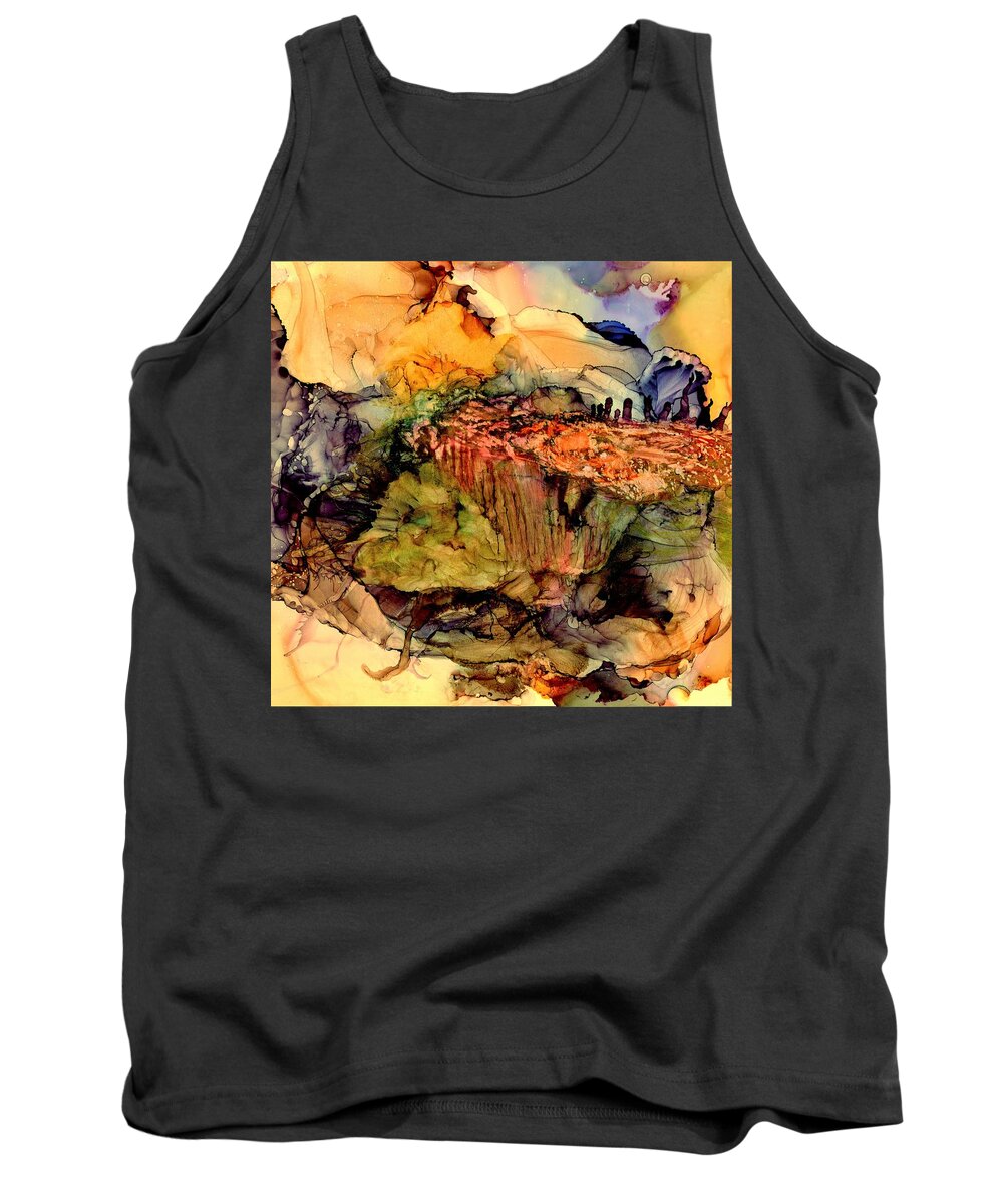 Alcohol Ink Tank Top featuring the painting On the bright side by Angela Marinari