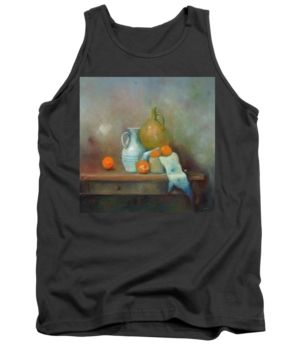 Still Life Tank Top featuring the painting Orange Peel by Roger Clarke