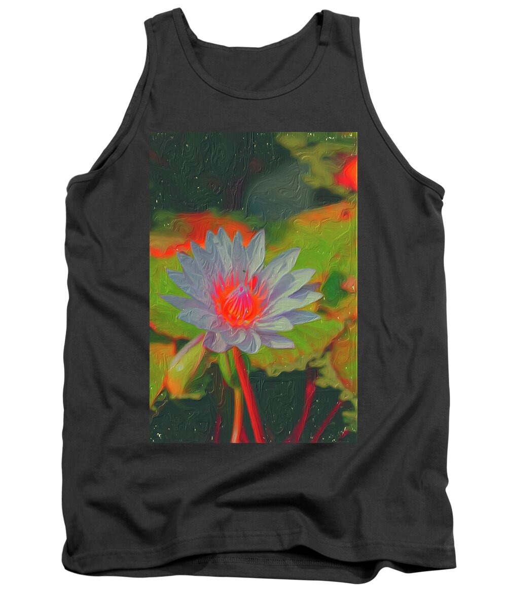 Water Lily Tank Top featuring the digital art Ornamental Aquatic Flower by Don Wright