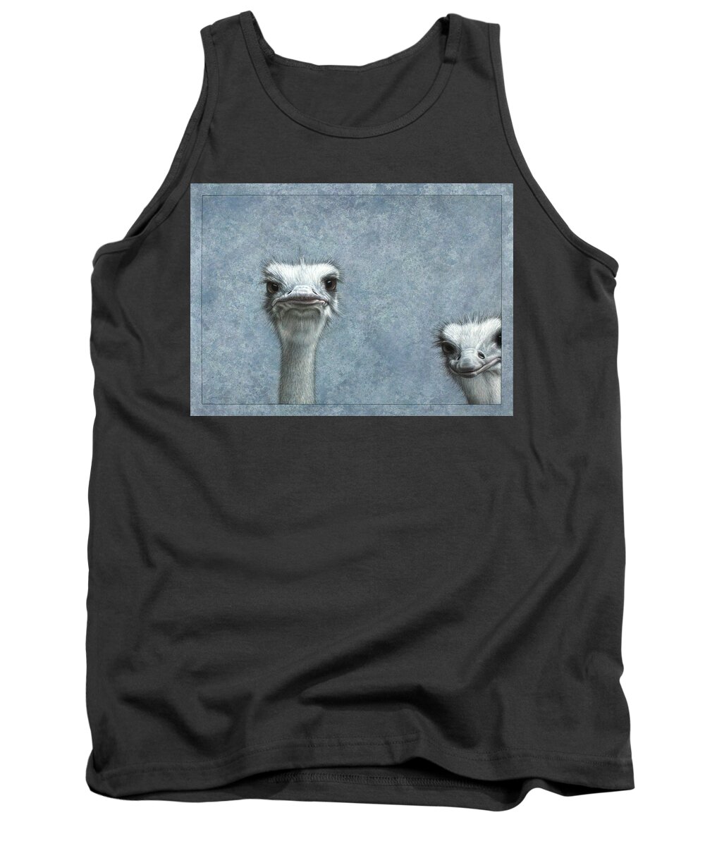 Ostriches Tank Top featuring the painting Ostriches by James W Johnson