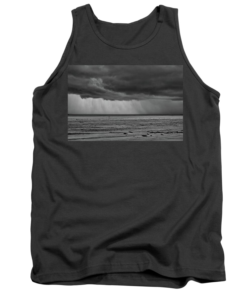North Carolina Tank Top featuring the photograph Outer Banks Hurricane Fury bw by Dan Carmichael