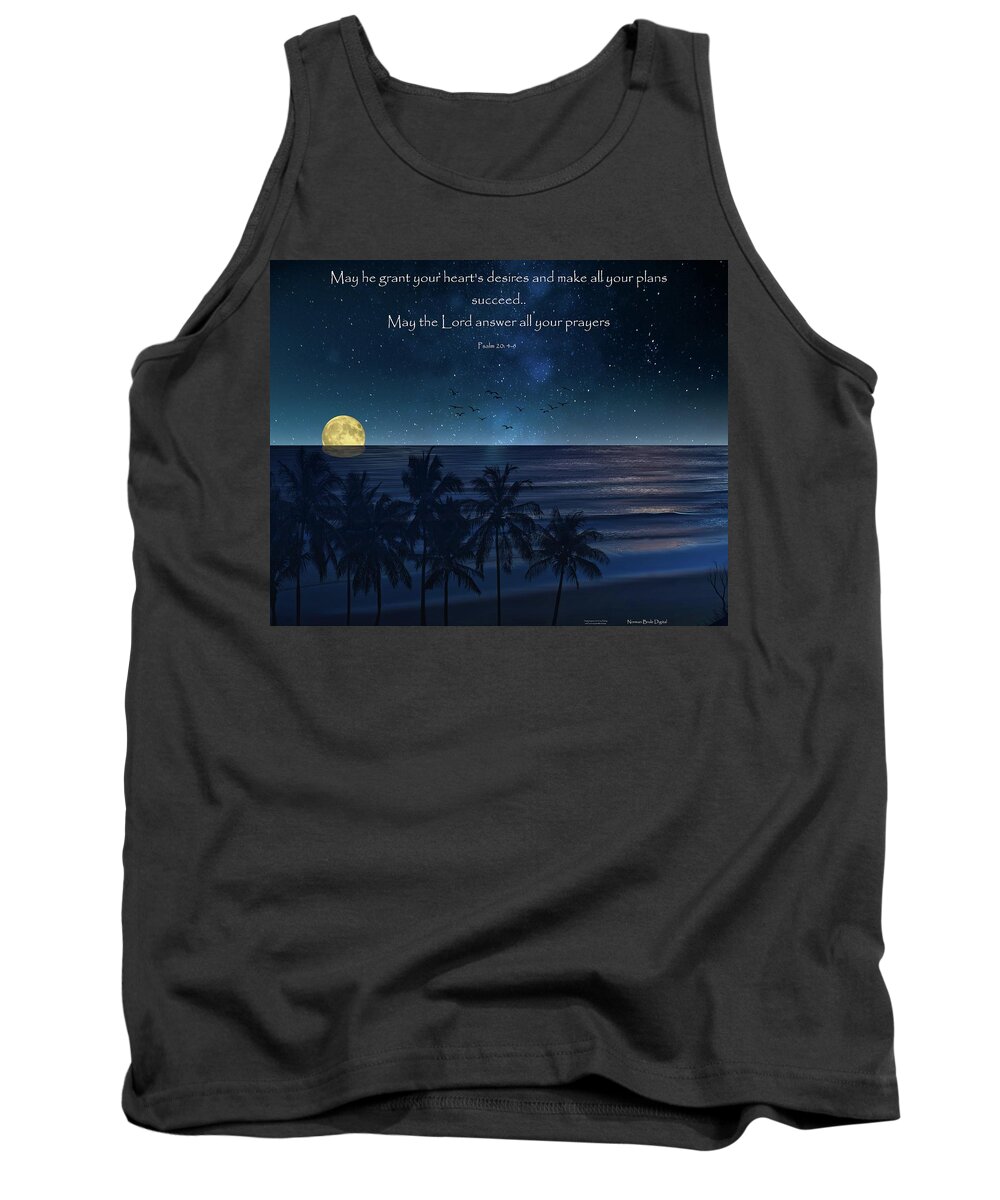 Palm Trees Tank Top featuring the digital art Palms and Psalms by Norman Brule