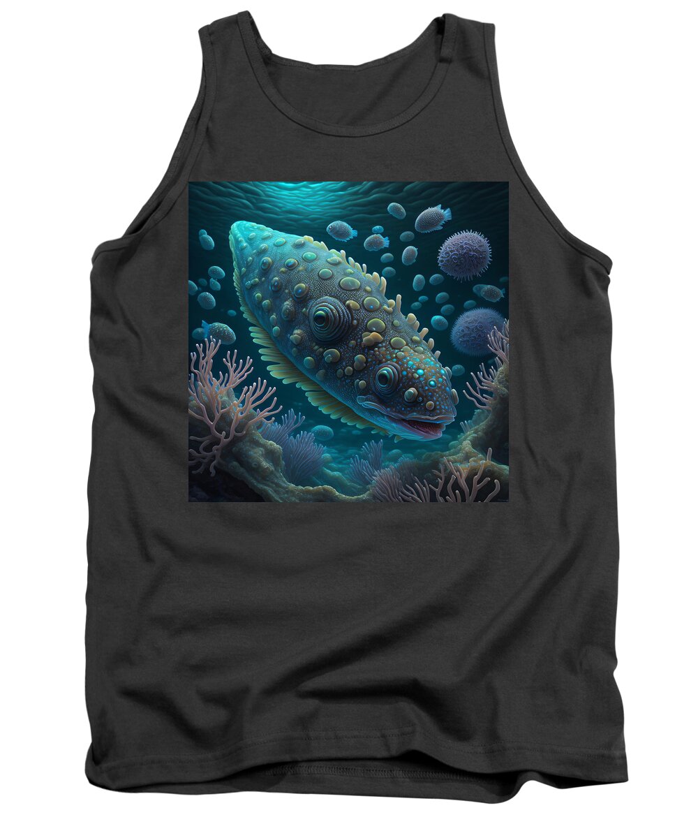 Paramecium Tank Top featuring the digital art Paramecium fish about to wake up by Regina Valluzzi