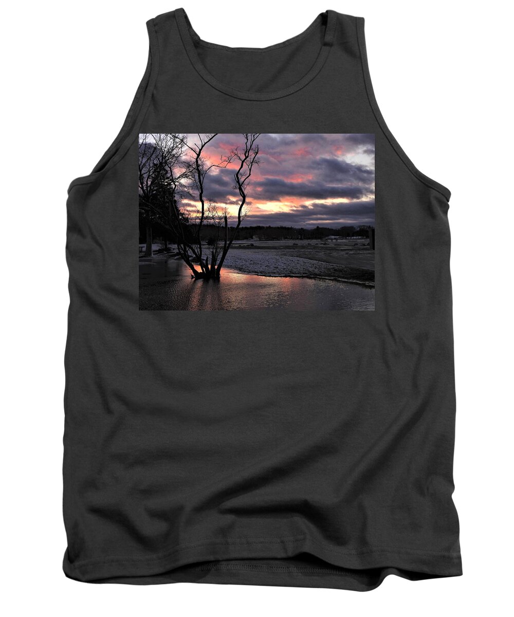 Sunset Clouds Trees Snow/ice Tank Top featuring the photograph Pastel Sunset by Elaine Franklin