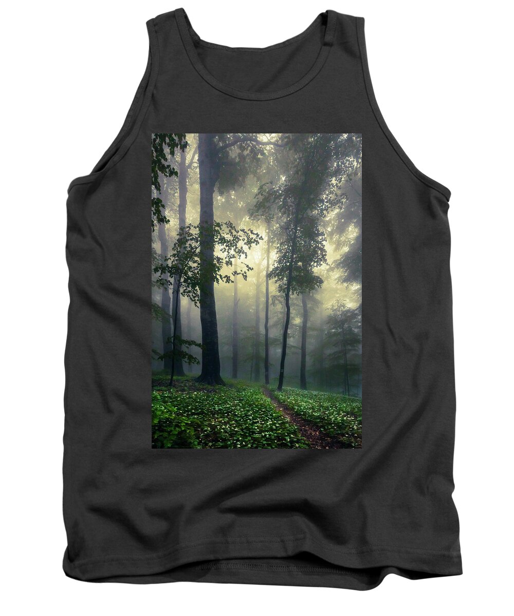 Balkan Mountains Tank Top featuring the photograph Path In the Mist by Evgeni Dinev