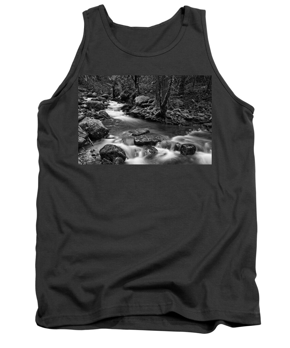 Landscape Tank Top featuring the photograph Peaceful Flow Black and White by Allan Van Gasbeck