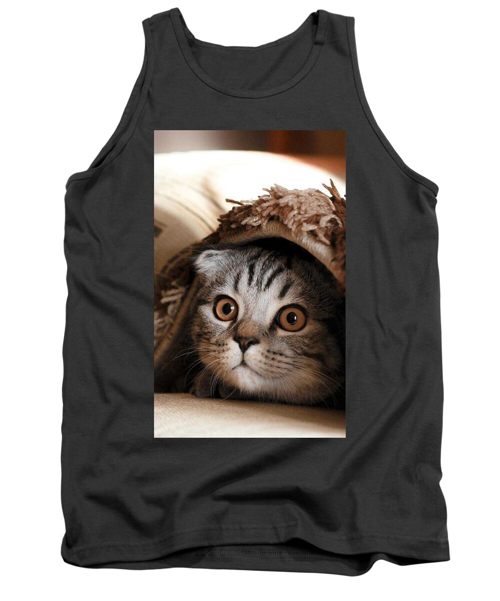 Kitten Tank Top featuring the painting Peek-A-Boo Kitty by Teresa Trotter