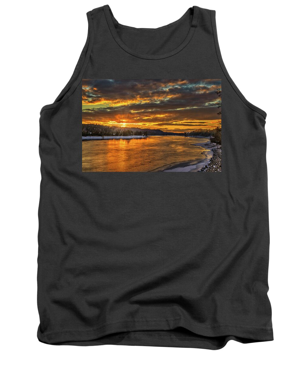 Pend Oreille River Tank Top featuring the photograph Pend Oreille River Sunset 2 by Dan Eskelson
